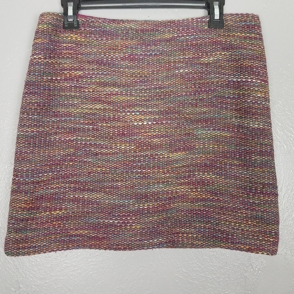 LL Bean Wool Blend Textured Skirt Mauve Multi Knit Size 6 Lined Straight Pencil